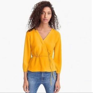 J.Crew Drapey Crepe Blouse - Mustard
